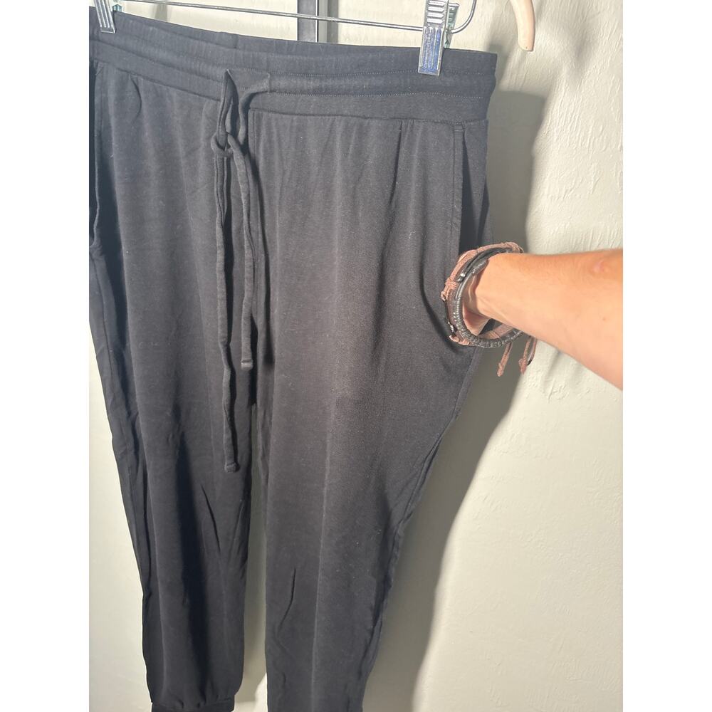 Eileen Fisher Stretch Jersey Knit Jogger Pants Womens M Black Drawstring Lounge - Picture 4 of 6